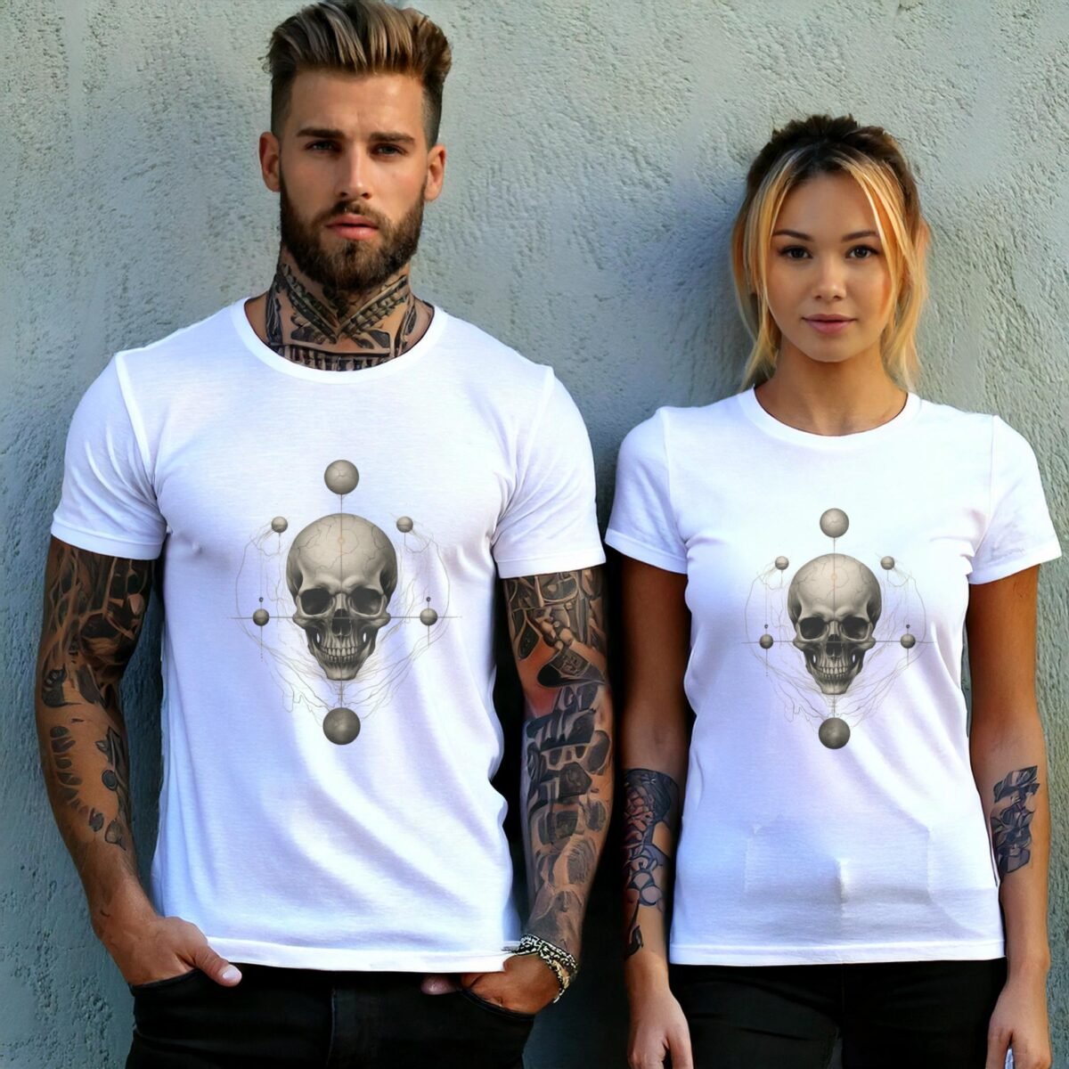 Gothic Alignment Skull Mystic Orbs Skeleton Artwork Occult Pagan T-Shirt - 9