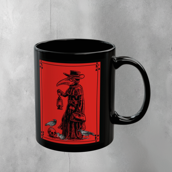 Gothic Doctor with Birds Skull Creepy Black death Mug - 1