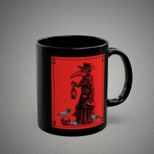 Gothic Doctor with Birds Skull Creepy Black death Mug - 3