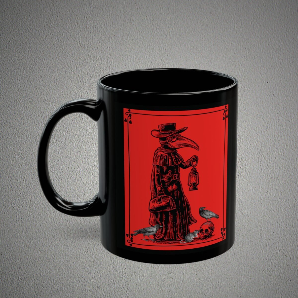 Gothic Doctor with Birds Skull Creepy Black death Mug - 6