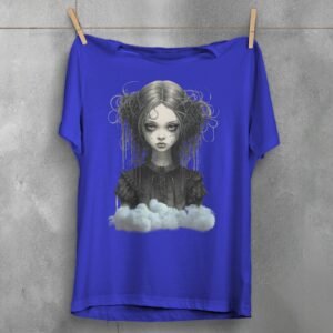 gothic dream girl portrait clouds theogham t-shirt design, variation 3