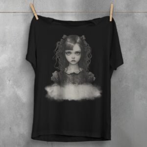 gothic lolita girl roses bows portrait t-shirt design, variation 1