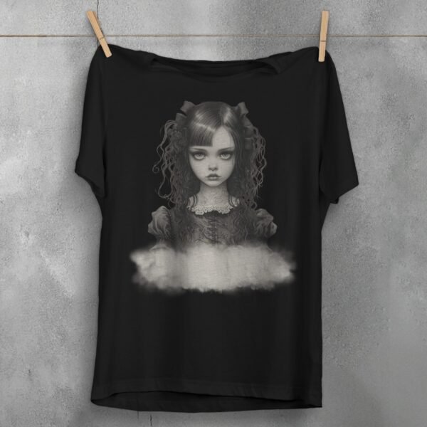 gothic lolita girl roses bows portrait t-shirt design, variation 1