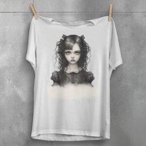 gothic lolita girl roses bows portrait t-shirt design, variation 2