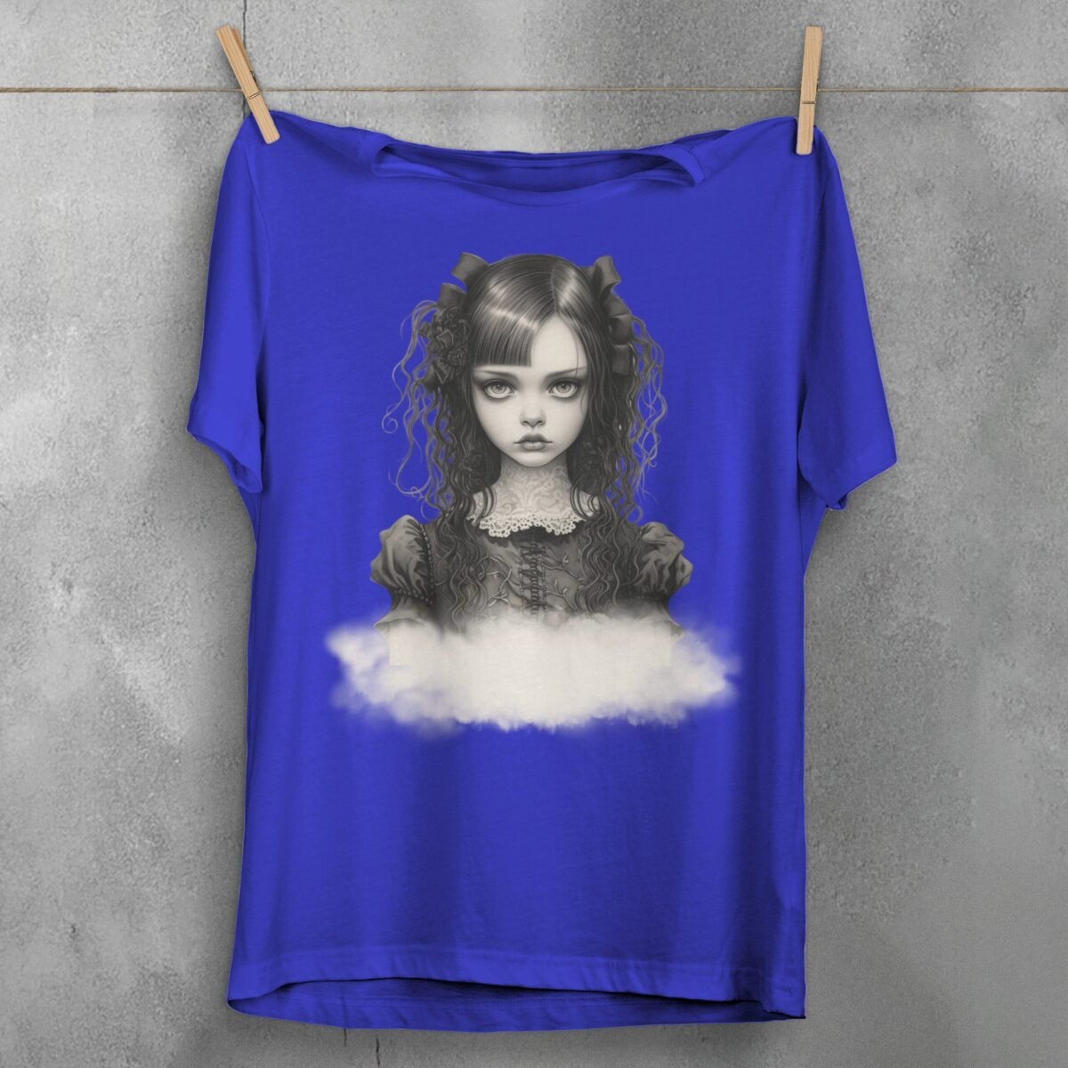 gothic lolita girl roses bows portrait t-shirt design, variation 3