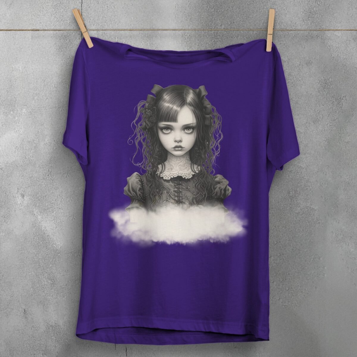 gothic lolita girl roses bows portrait t-shirt design, variation 5