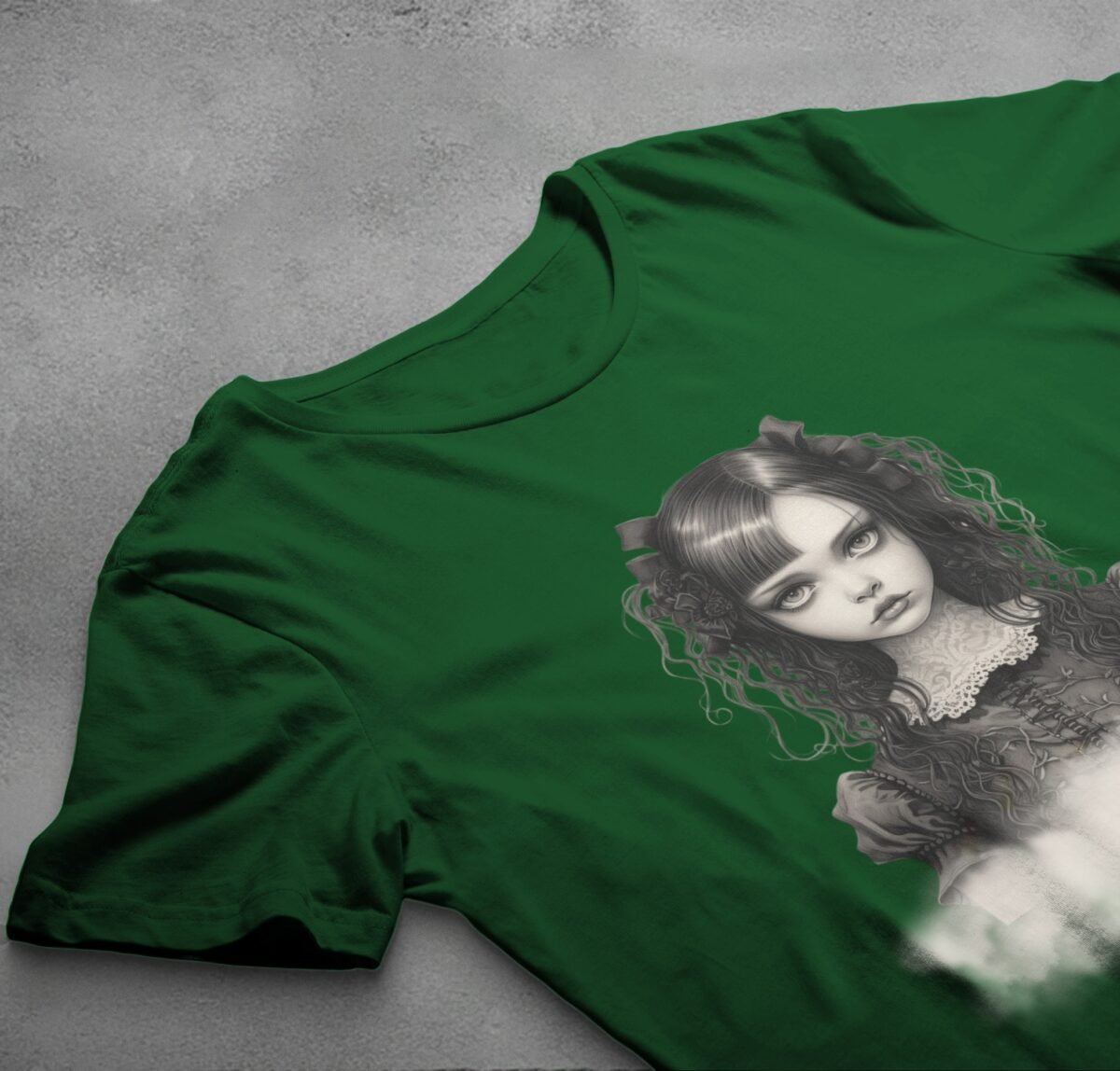 gothic lolita girl roses bows portrait t-shirt design, variation 6