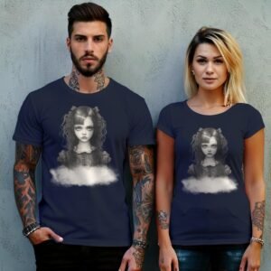 gothic lolita girl roses bows portrait t-shirt design, variation 8