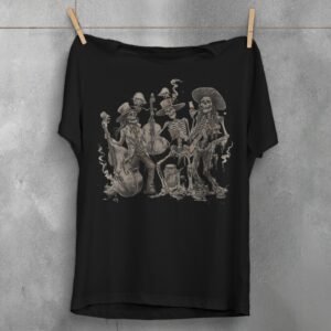 Gothic Skeleton Band Alternative Skeleton Music Lover Creepy Cute T-Shirt - 1