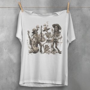 Gothic Skeleton Band Alternative Skeleton Music Lover Creepy Cute T-Shirt - 2