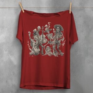 Gothic Skeleton Band Alternative Skeleton Music Lover Creepy Cute T-Shirt - 4