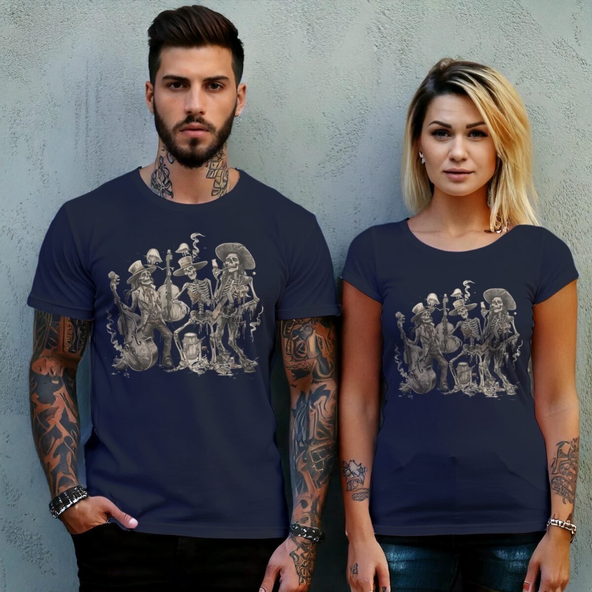 Gothic Skeleton Band Alternative Skeleton Music Lover Creepy Cute T-Shirt - 8