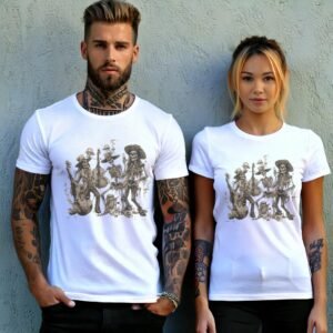 Gothic Skeleton Band Alternative Skeleton Music Lover Creepy Cute T-Shirt - 9