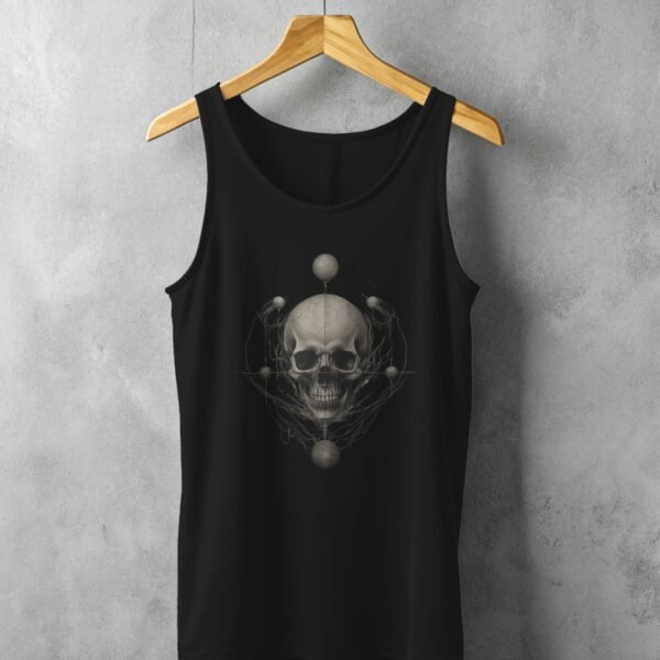 gothic skeleton planets pagan wiccan witchy print tank design, variation 1