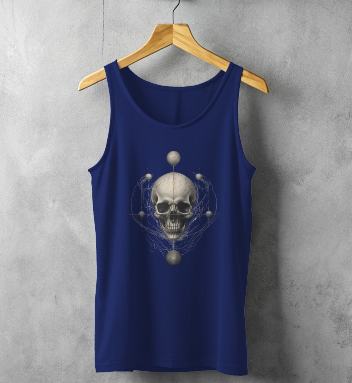 gothic skeleton planets pagan wiccan witchy print tank design, variation 2