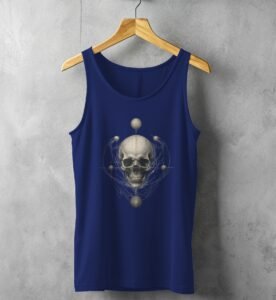 gothic skeleton planets pagan wiccan witchy print tank design, variation 2