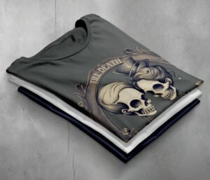 gothic till death part elegant skeleton lovers t-shirt design, variation 7
