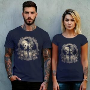 gothic till death part elegant skeleton lovers t-shirt design, variation 8