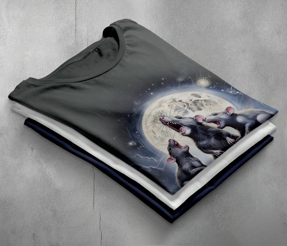 rat chorus moonlight ethereal night sky cute t-shirt design, variation 7