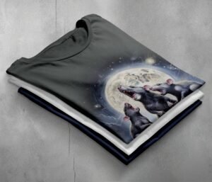 rat chorus moonlight ethereal night sky cute t-shirt design, variation 7