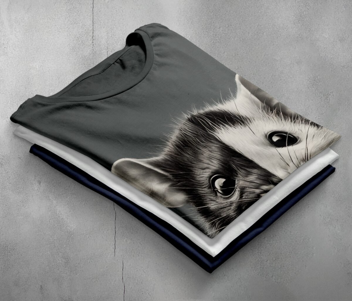 two faces joker rat black white art illustration t-shirt design, variation 7