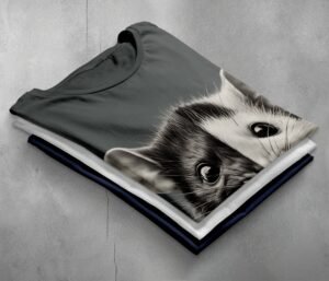 two faces joker rat black white art illustration t-shirt design, variation 7