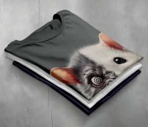 creepy rat duality dark beauty unsettling horror joker vibe t-shirt design, variation 7