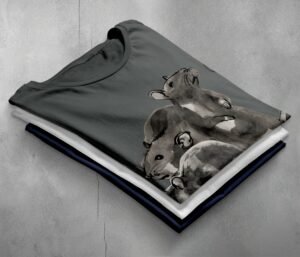 three wise rats silent shadows cute art t-shirt design, variation 7
