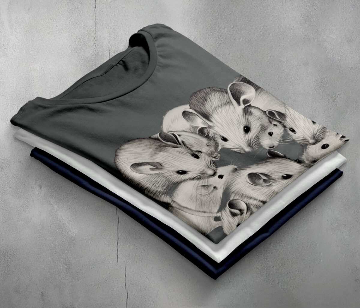 creepy cute group charming rats king weird graphic t-shirt design, variation 7