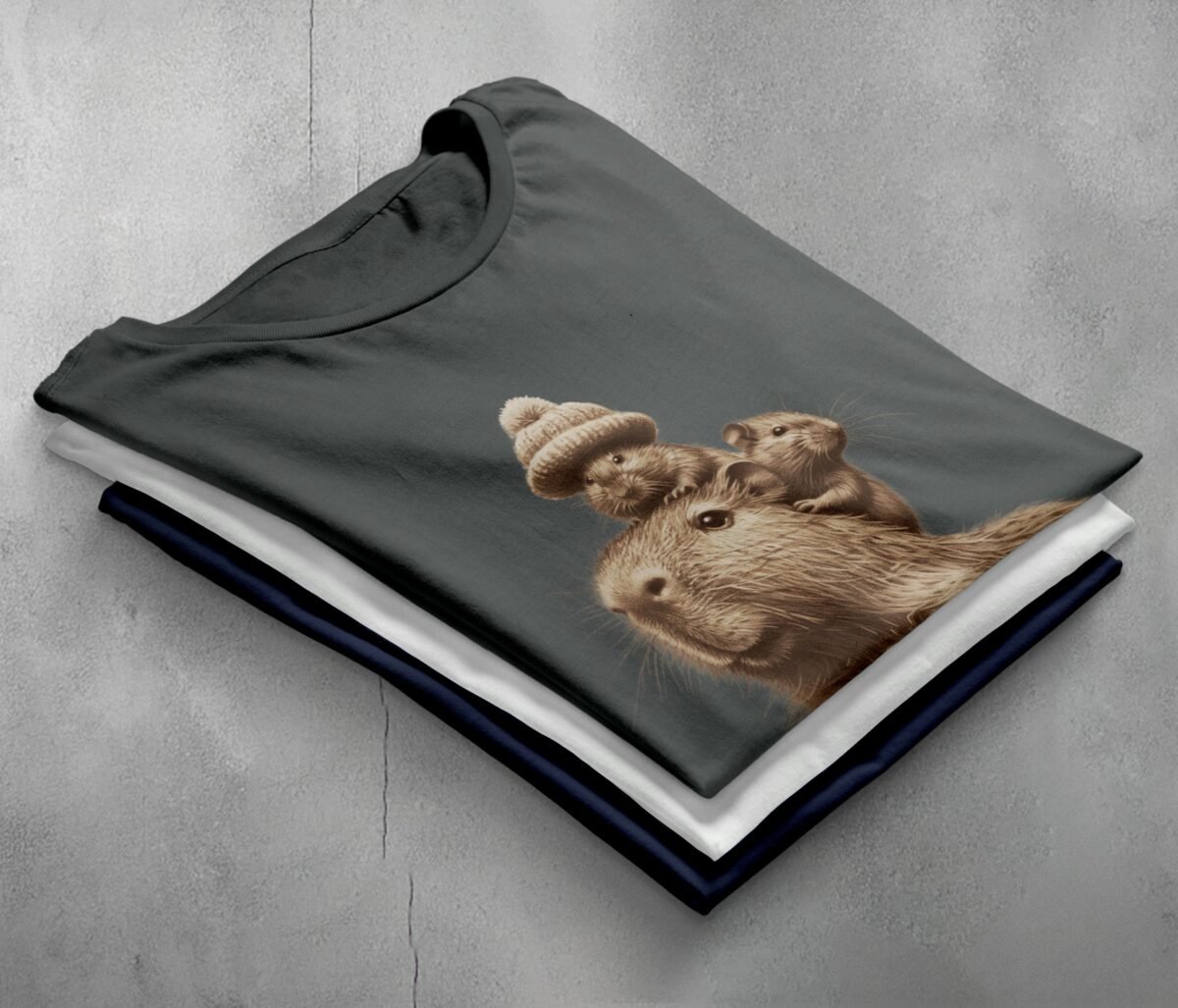 enchanting journey tiny hats cute rat t-shirt design, variation 7