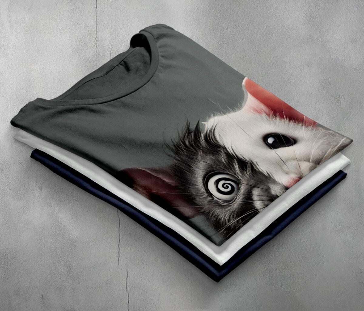 crazy rat opposites sides unique joker art t-shirt design, variation 7