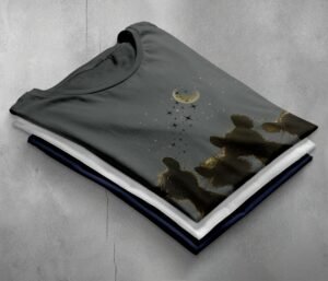 four little rats gaze moon stars cute t-shirt design, variation 7