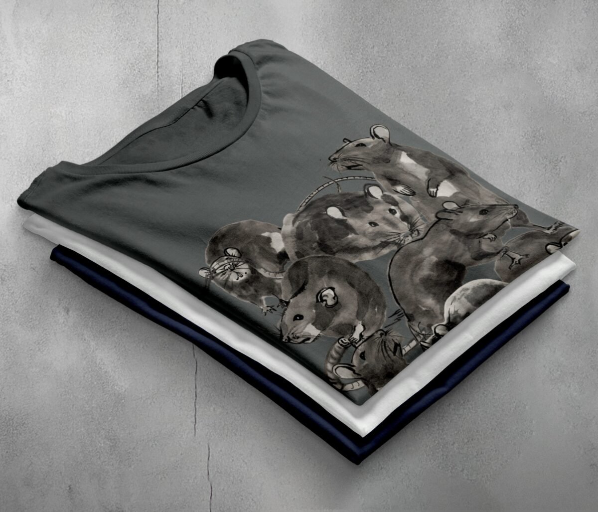 rat family gathering darkly humorous whimsical pastel art t-shirt design, variation 7