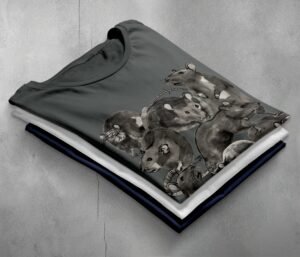 rat family gathering darkly humorous whimsical pastel art t-shirt design, variation 7