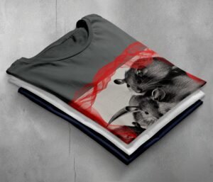 three shadowed rats together pale grey shirt design, variation 7