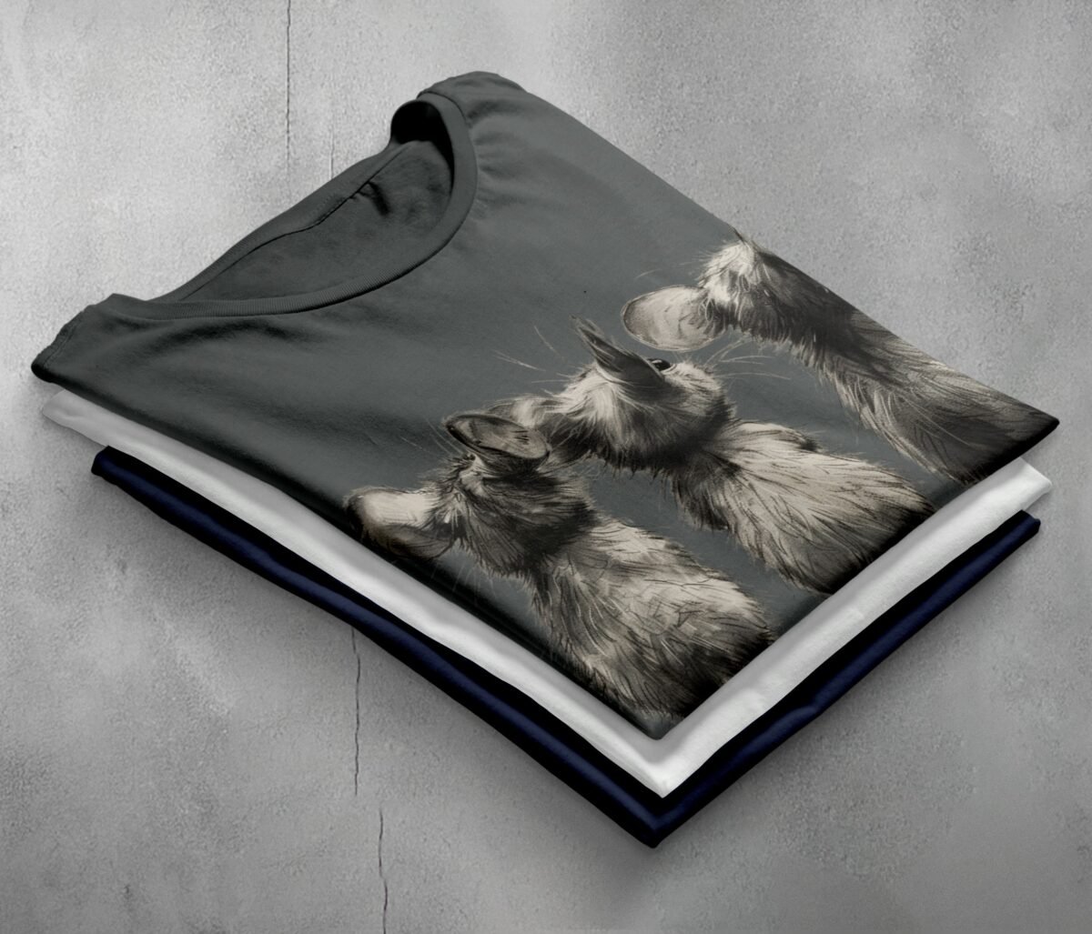 three little rats facing away creepy cute illustration t-shirt design, variation 7