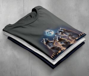 raccoons moon animals sacred night cute t-shirt design design, variation 7