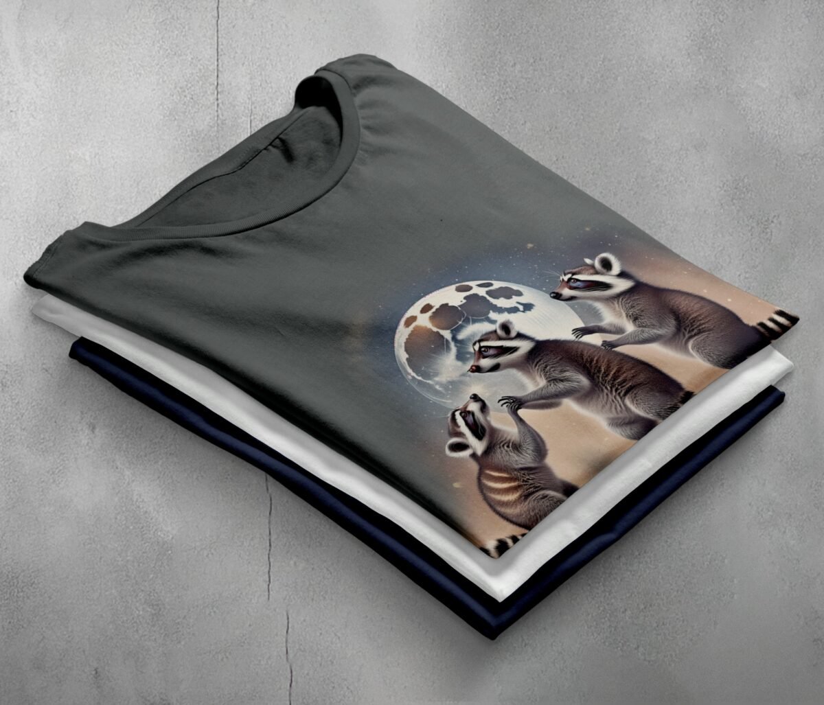 mystic raccoon moonlight animal art wiccan occult pagan t-shirt design, variation 7