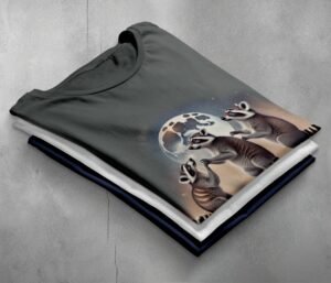 mystic raccoon moonlight animal art wiccan occult pagan t-shirt design, variation 7
