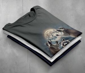 three raccoons moonlight mystic animal tee you design, variation 7