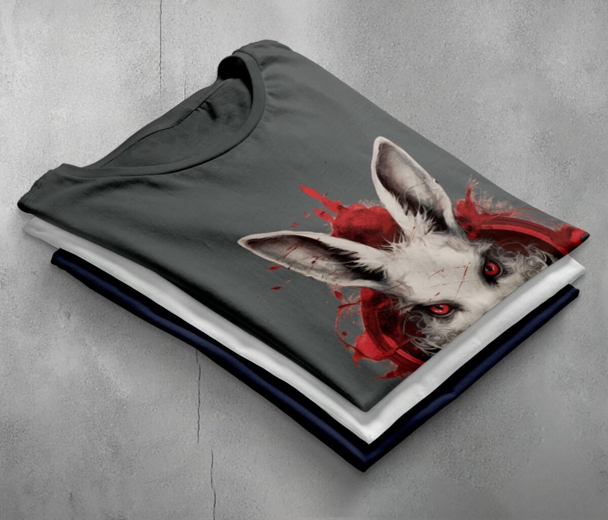 alice wonderland white rabbit animal cards gothic scary t-shirt design, variation 7