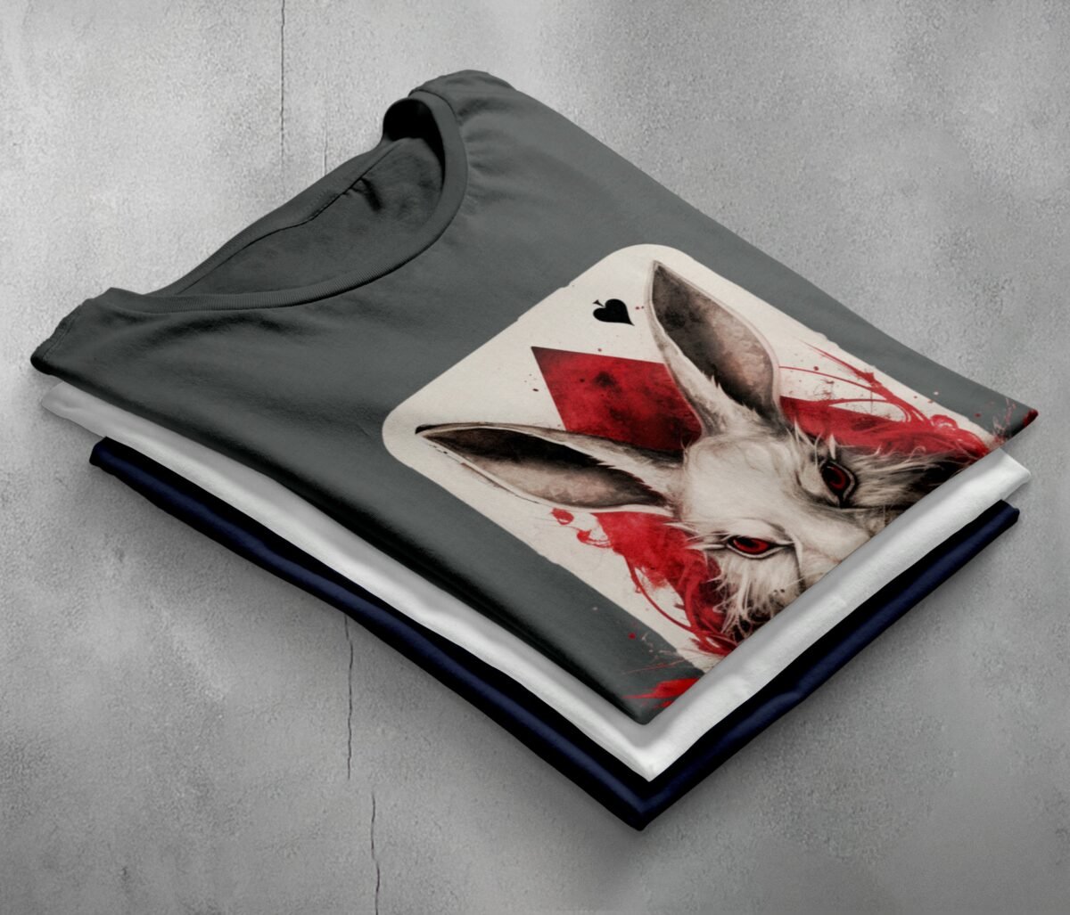 alice wonderland white rabbit card mystical gothic design t-shirt design, variation 7