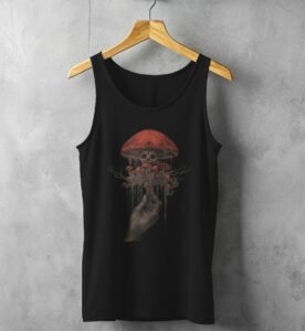 Hand holding skeletal fungi ethereal yet haunting aesthetic scene tank top - 1