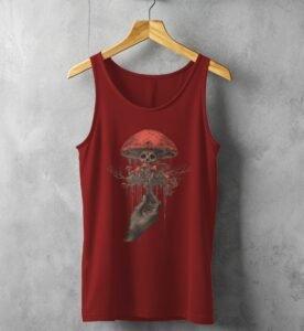 Hand holding skeletal fungi ethereal yet haunting aesthetic scene tank top - 3