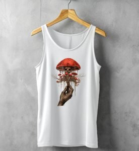 Hand holding skeletal fungi ethereal yet haunting aesthetic scene tank top - 4