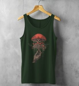 Hand holding skeletal fungi ethereal yet haunting aesthetic scene tank top - 5