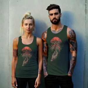 Hand holding skeletal fungi ethereal yet haunting aesthetic scene tank top - 6