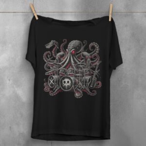 haunting sea octopus band concert gothic animal t-shirt design, variation 1