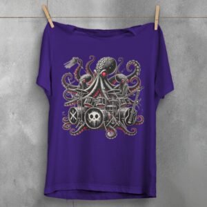 haunting sea octopus band concert gothic animal t-shirt design, variation 5