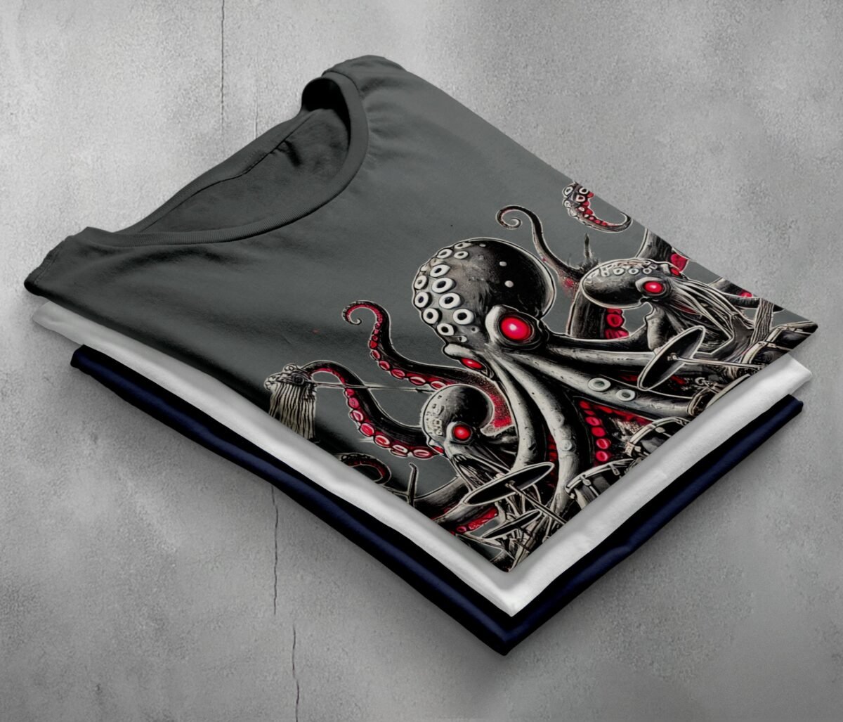 haunting sea octopus band concert gothic animal t-shirt design, variation 7